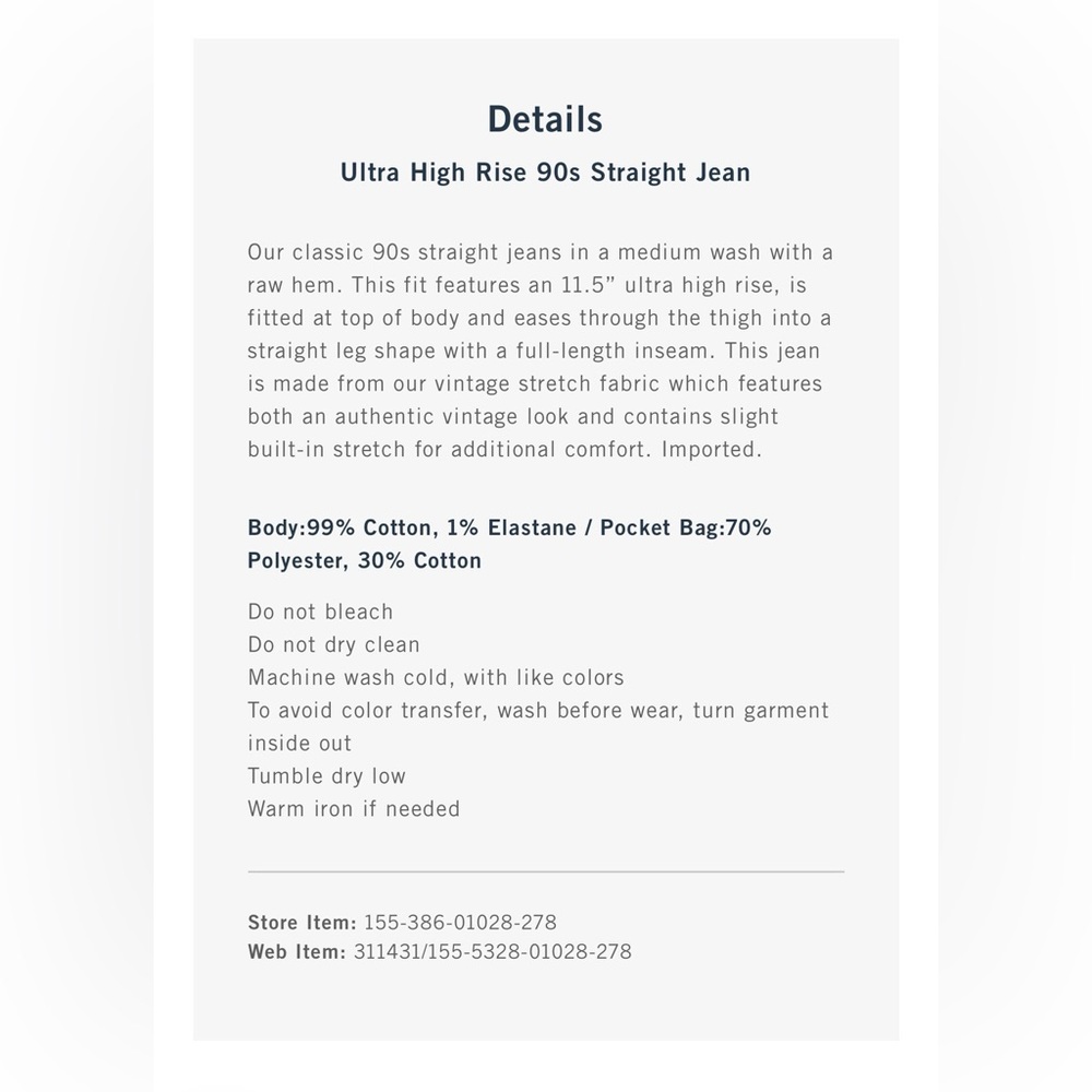 Abercrombie & Fitch The 90/ Slim Straight Ultra High Rise Jeans 31/12 Short - Picture 9 of 15